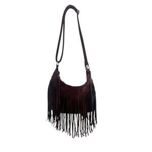 BOHEMIAN BOHO WESTERN FRNGE FAUX SUEDE ADJUSTABLE STRAP CROSSBODY BAG PURSE